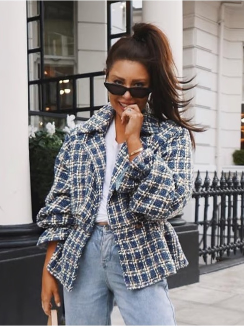 In The Style x Lorna Luxe Little Blue Jacket Tweed - UK Size 10